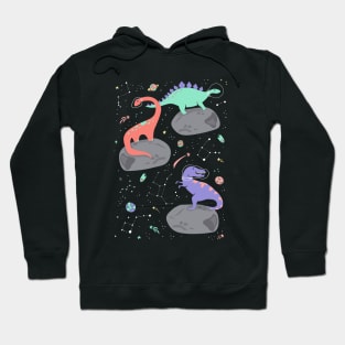 Dinosaurs Floating on an Asteroid in Purple Hoodie